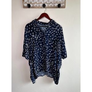 Hatch Maternity Blue Animal Print Button Down Blouse
